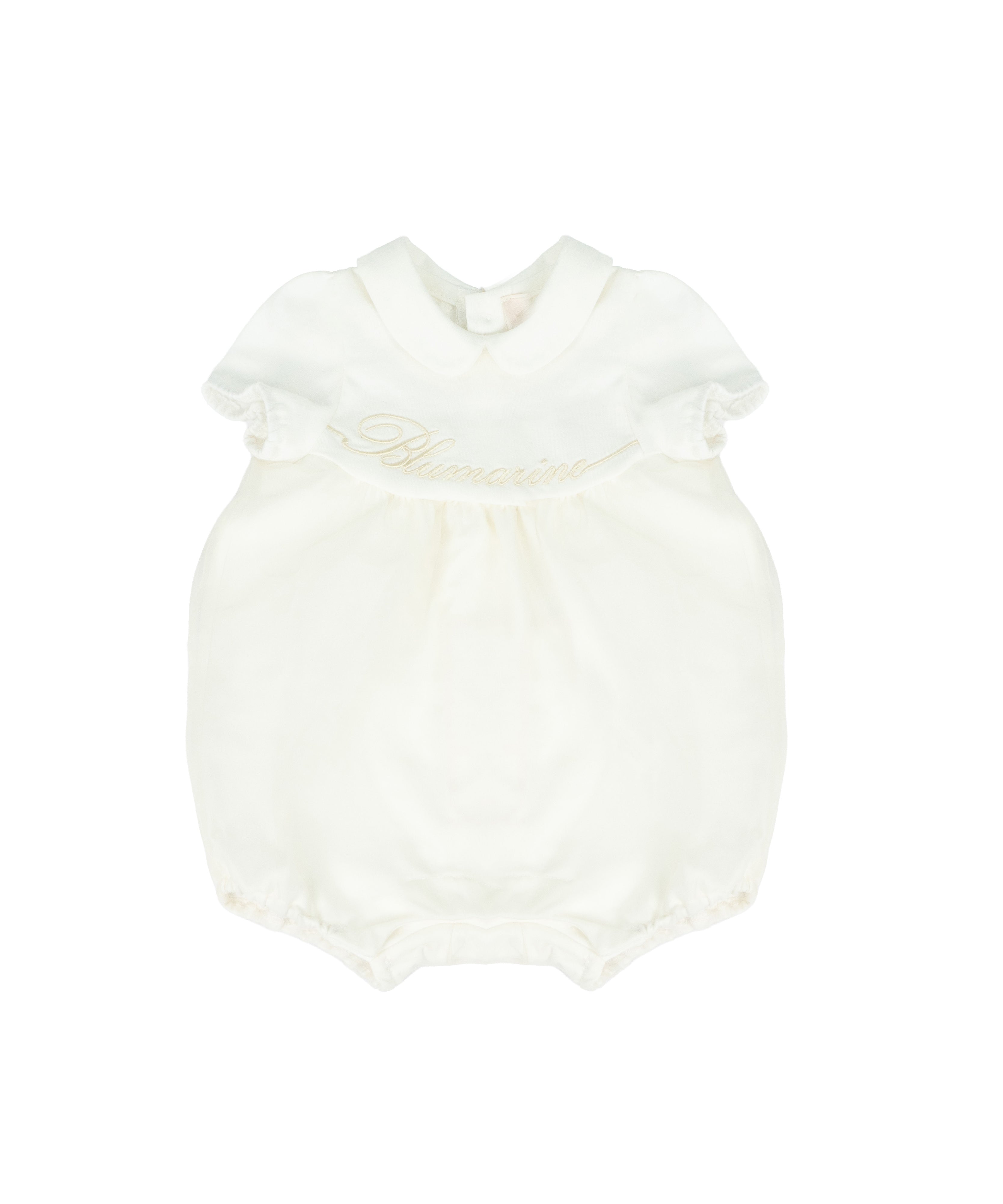 Blumarine Kids Pagliaccetto Avorio con Ricamo Logo per Neonate