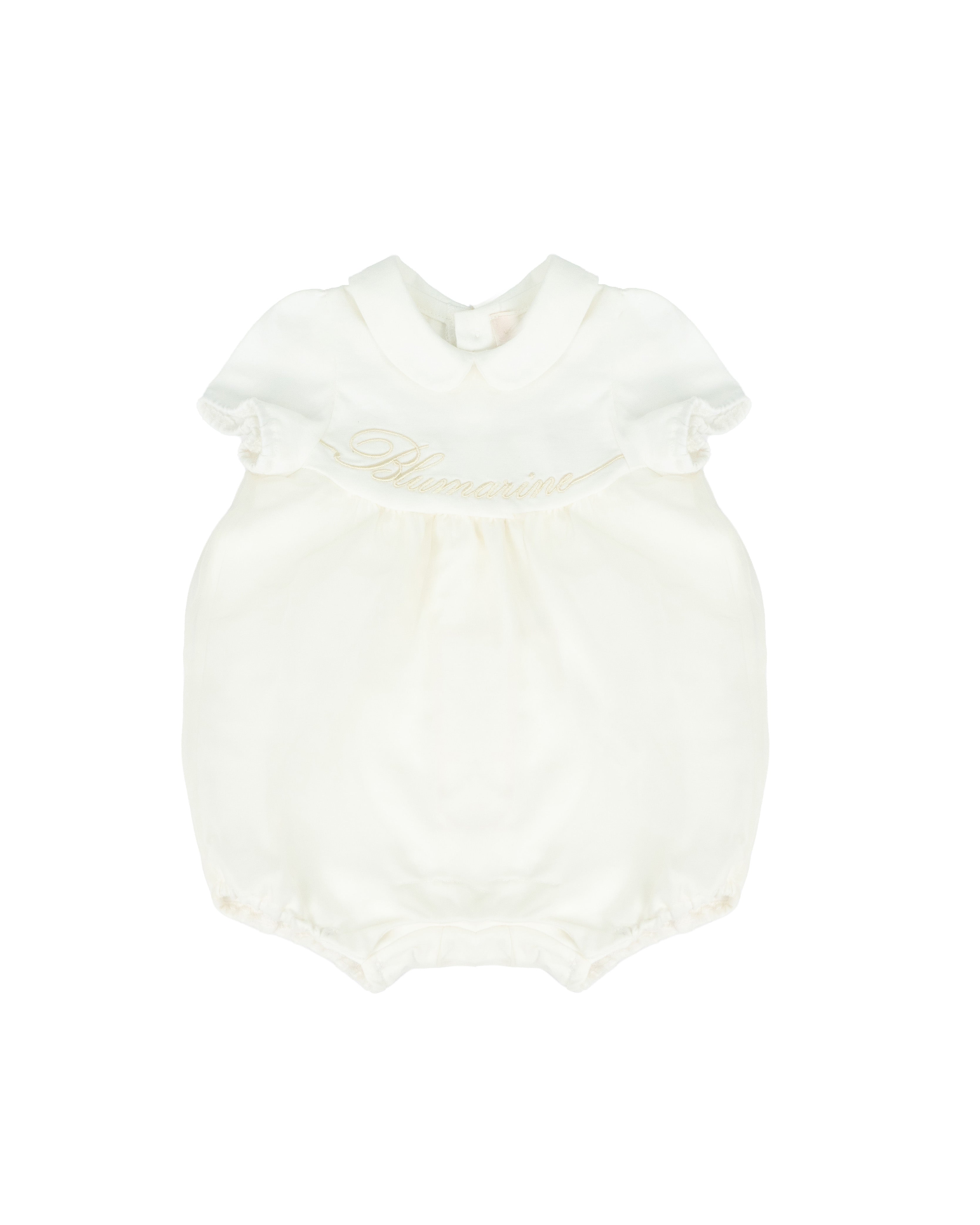 Blumarine Kids Pagliaccetto Avorio con Ricamo Logo per Neonate