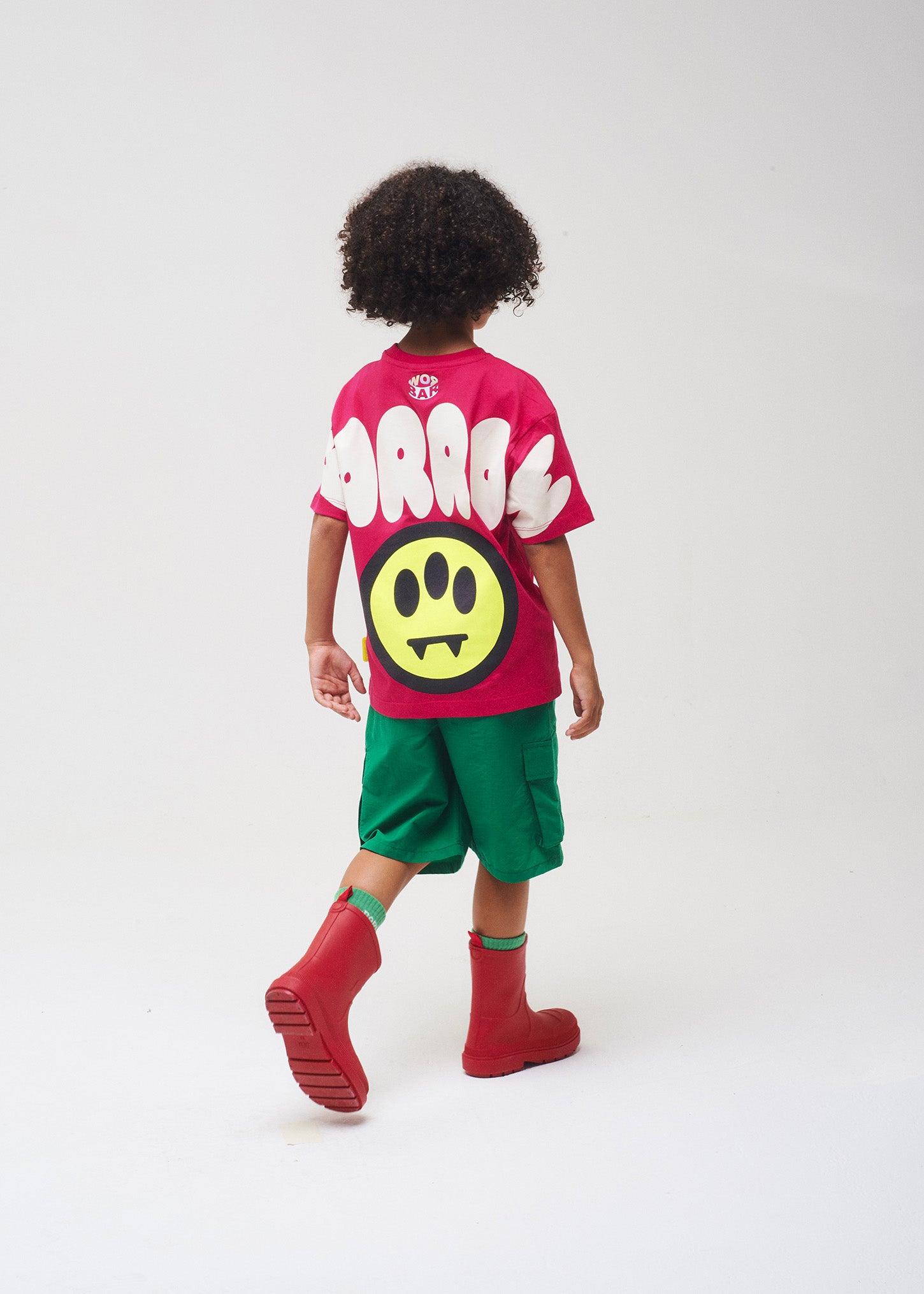 Barrow Kids T-shirt Fucsia con Stampa Logo e Smile per Bambine