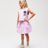 Barrow Kids Pink High Waist Nylon Skirt
