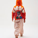 Barrow Kids Orange Hoodie with Logo and Puppet Print