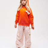 Barrow Kids Orange Hoodie with Logo and Puppet Print