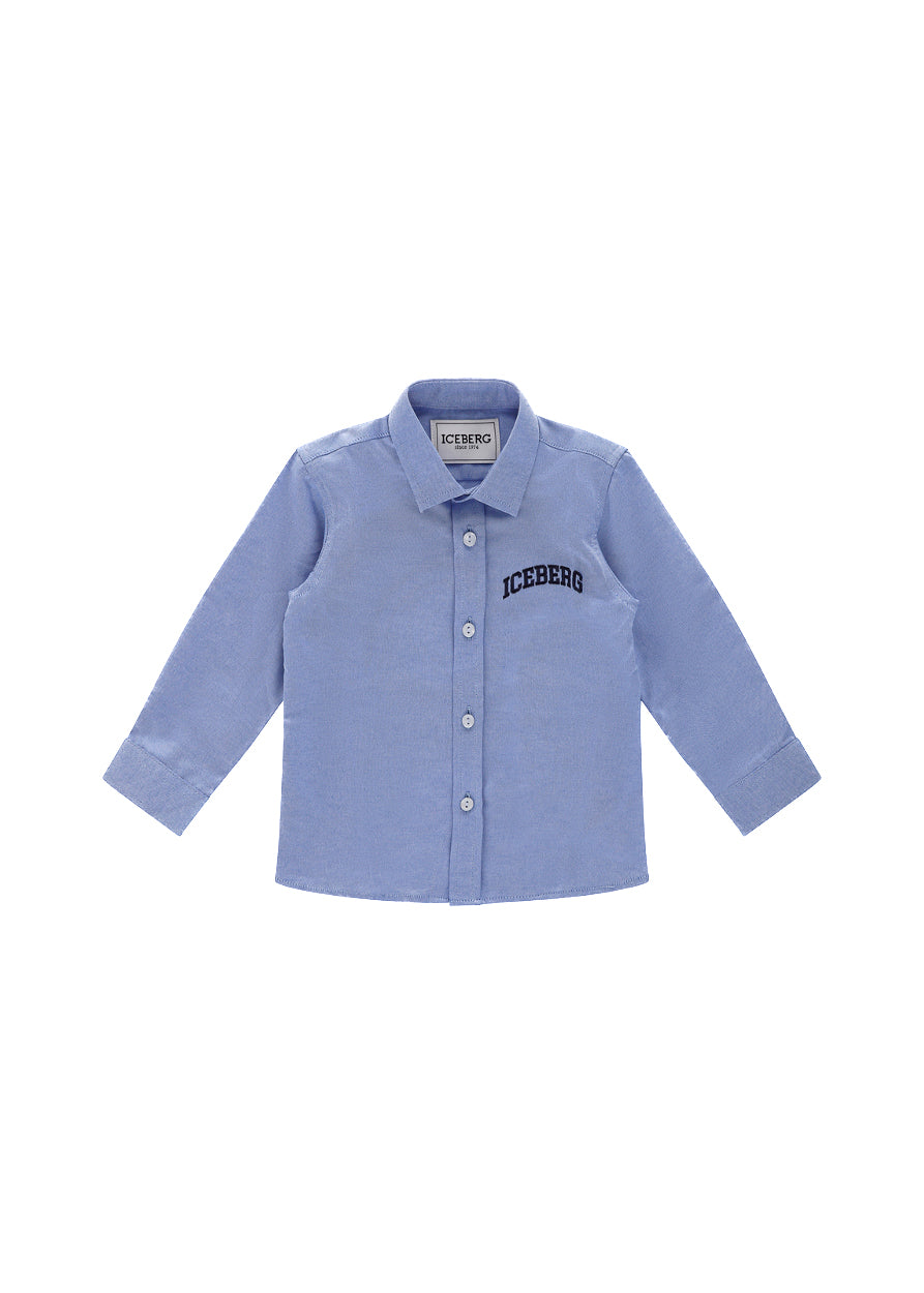 Iceberg Kids Camicia Cielo con Logo per Neonati