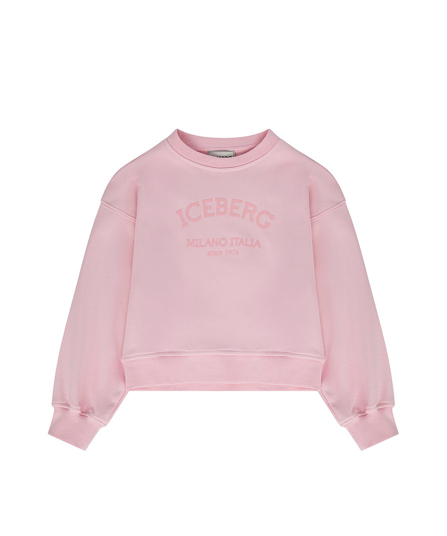 Iceberg Kids Felpa Girocollo Rosa con Logo per Bambine