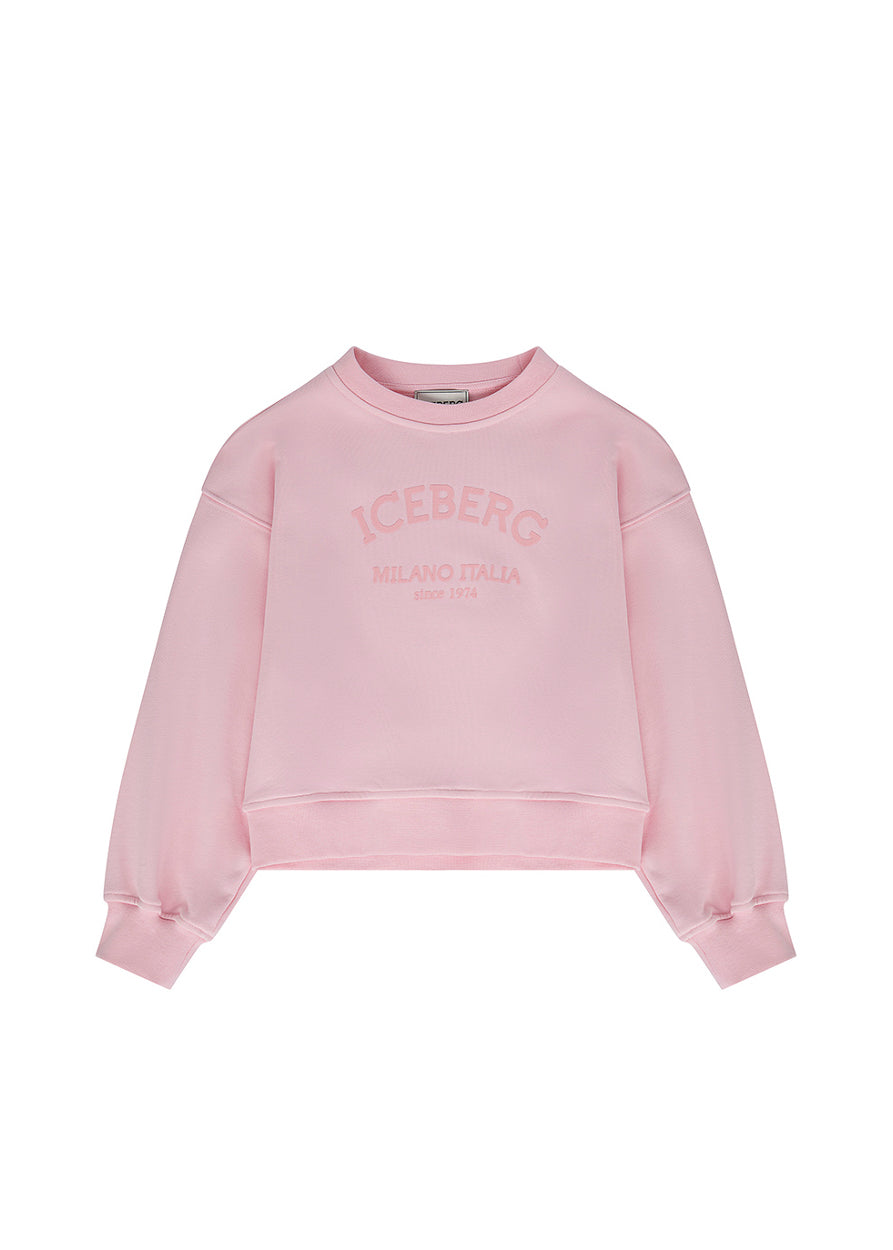 Iceberg Kids Felpa Girocollo Rosa con Logo per Bambine