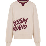 MSGM Kids Felpa Girocollo Crema con Stampa per Bambine