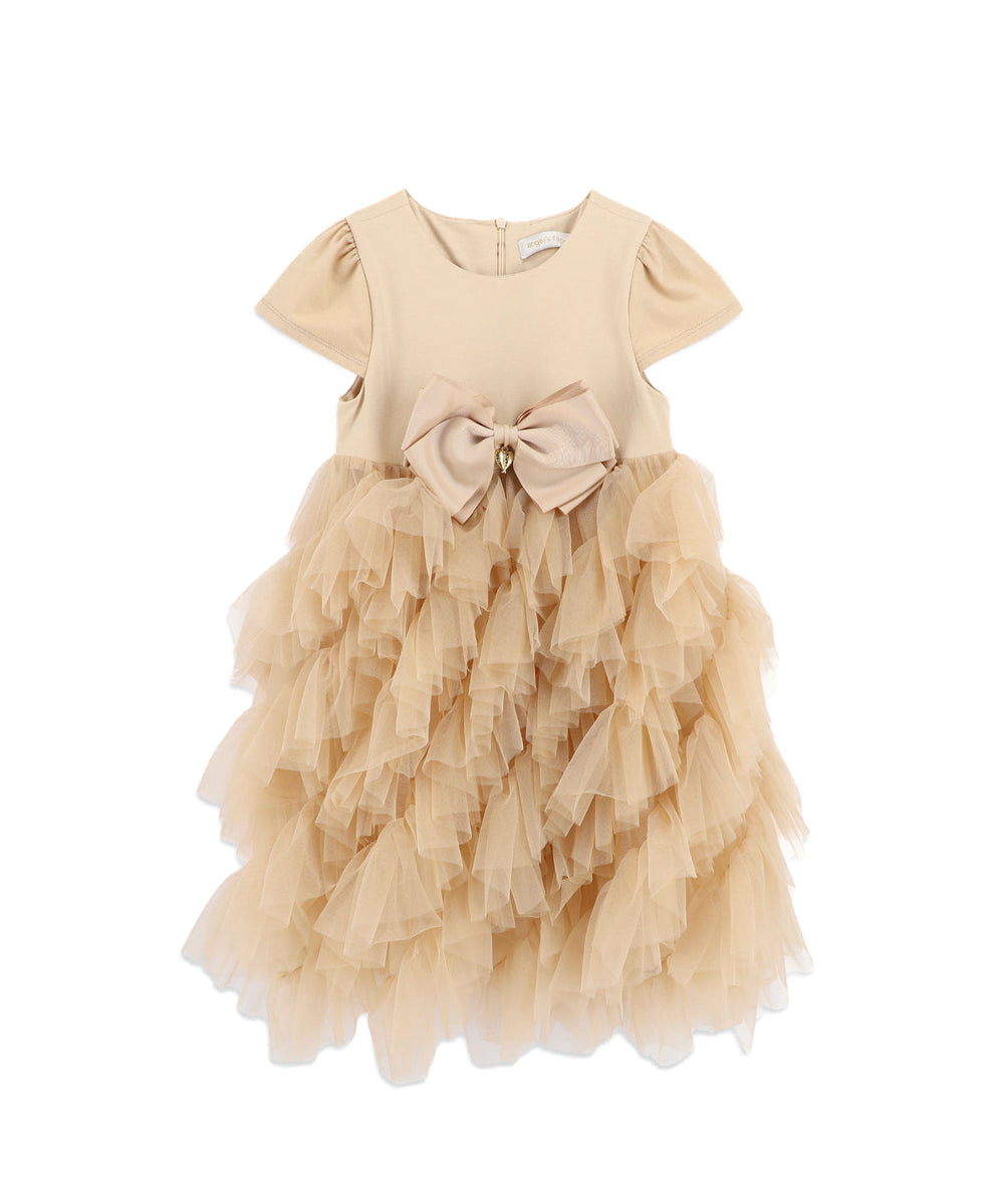 Angel's Face Abito Sabbia con Tulle per Bambine