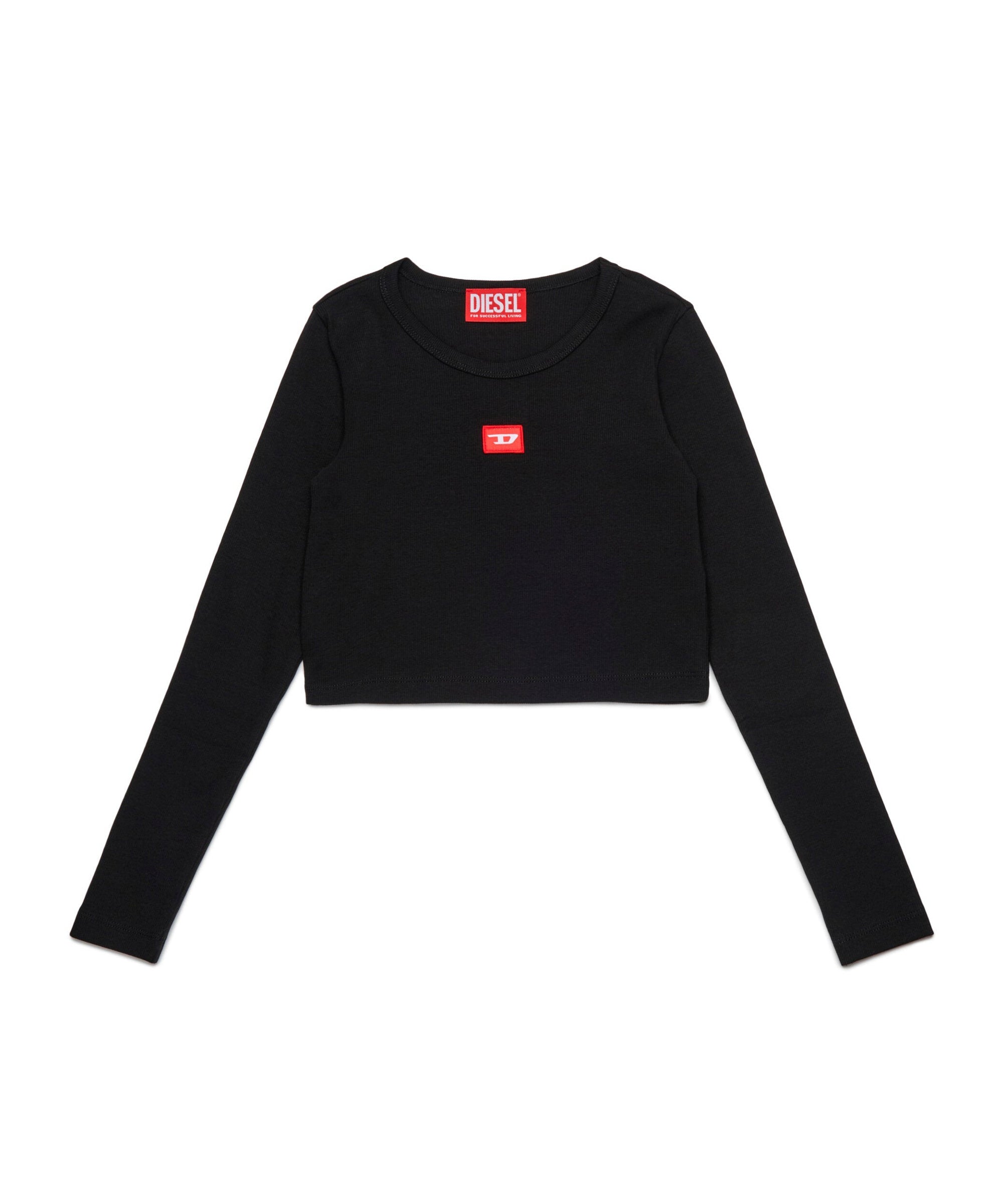 Diesel Kids T-Shirt Nera Lunghe Maniche per Bambine