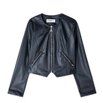 Patrizia Pepe Kids Giubbino nero in ecopelle con zip per bambine