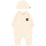 BOSS Kids Set Nascita Beige con Tutina in Ciniglia con Orsetti e Cappellino per Neonati