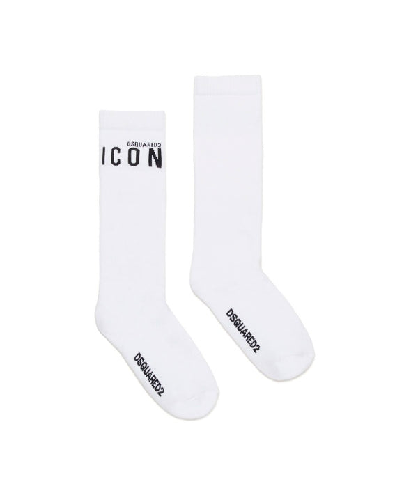 Dsquared2 Kids Calzini Bianchi con Logo