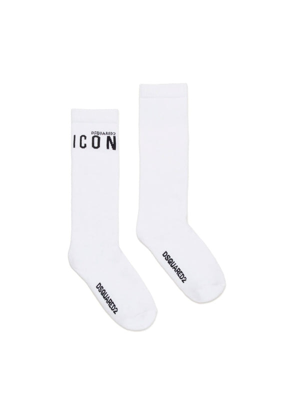Dsquared2 Kids Calzini Bianchi con Logo