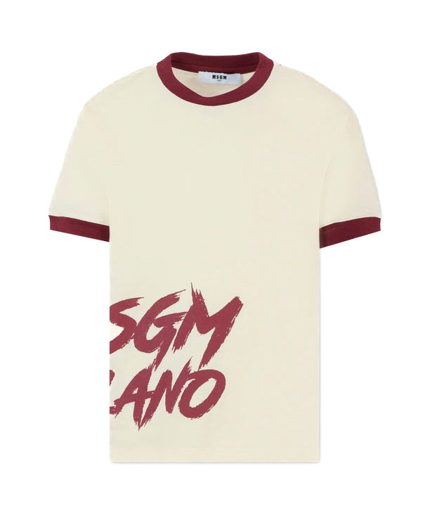 MSGM Kids T-shirt Crema con Logo per Bambine