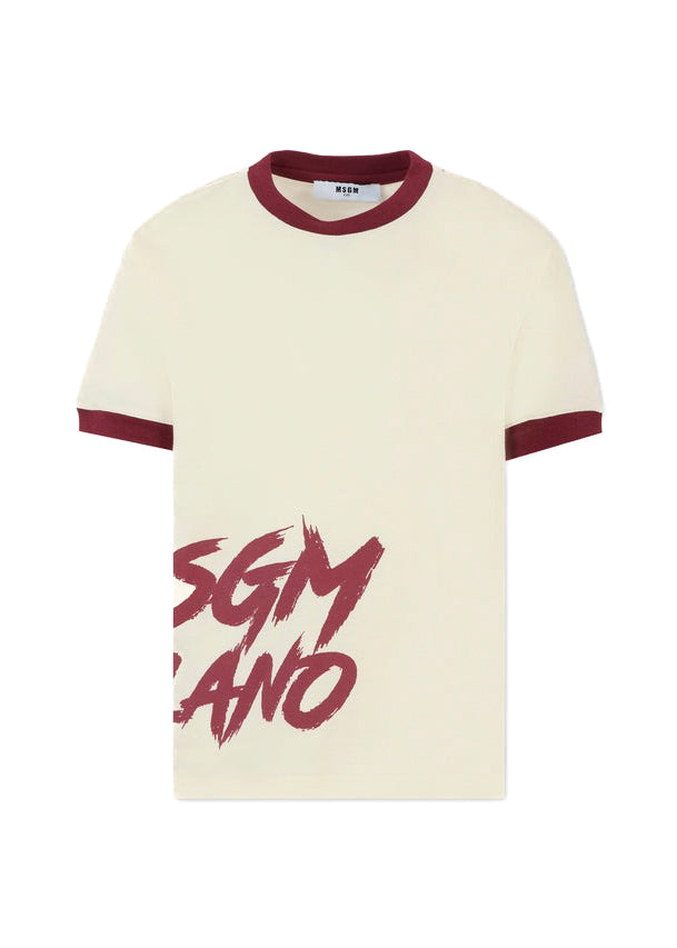 MSGM Kids T-shirt Crema con Logo per Bambine