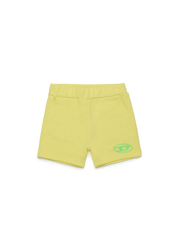 Diesel Kids Short Giallo con Logo Oval D per neonati