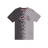 Sprayground Kids T-Shirt Bianco/Nero a Scacchi con Stampa Logo per Bambini