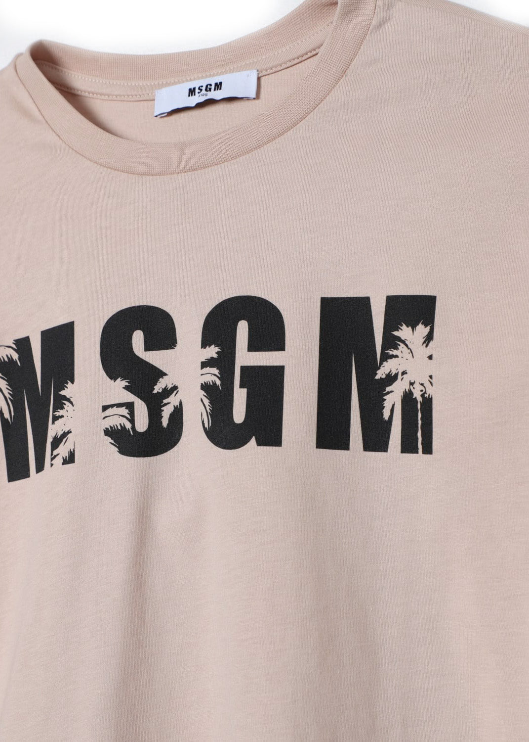 MSGM Kids T-Shirt Beige con Logo