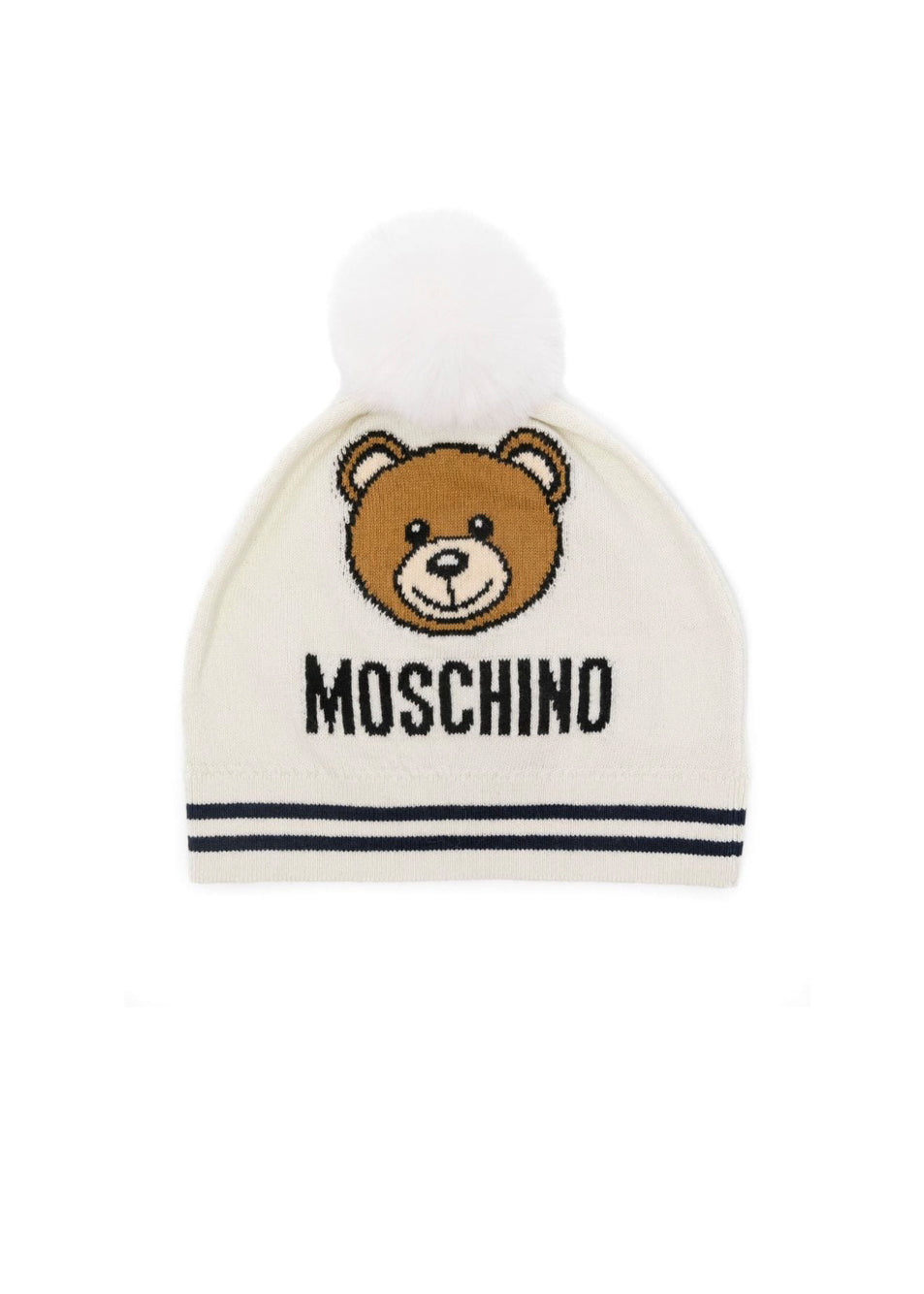 Moschino Kids Cappellino Panna con Logo Teddy Bear per Bambini