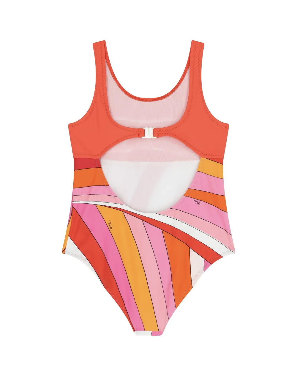 Emilio Pucci Kids Costume Intero Fantasia Arancio e Rosa per Bambine