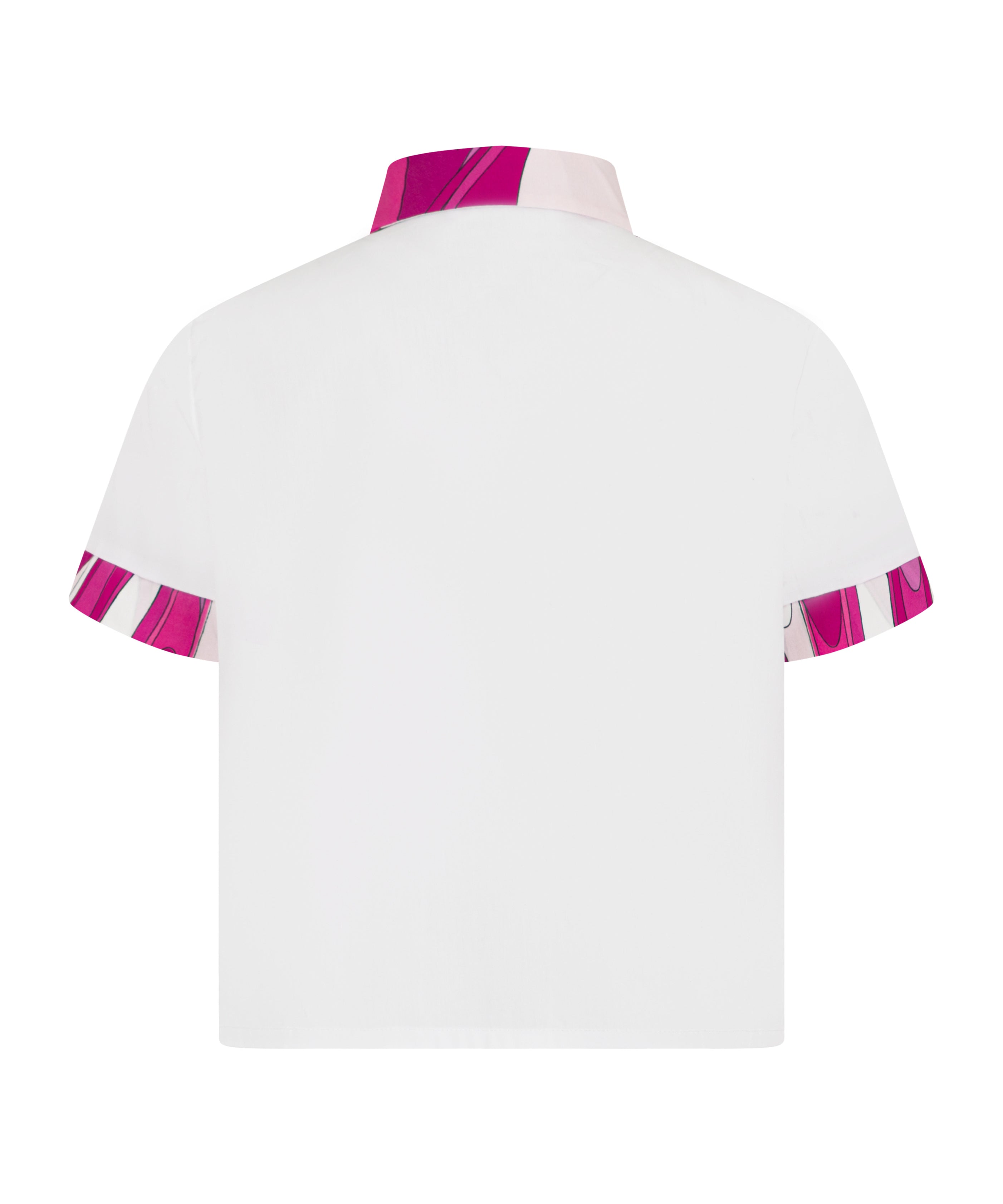 Emilio Pucci Kids Camicia Bianco e Fucsia con Applicazione Fiore per Bambine