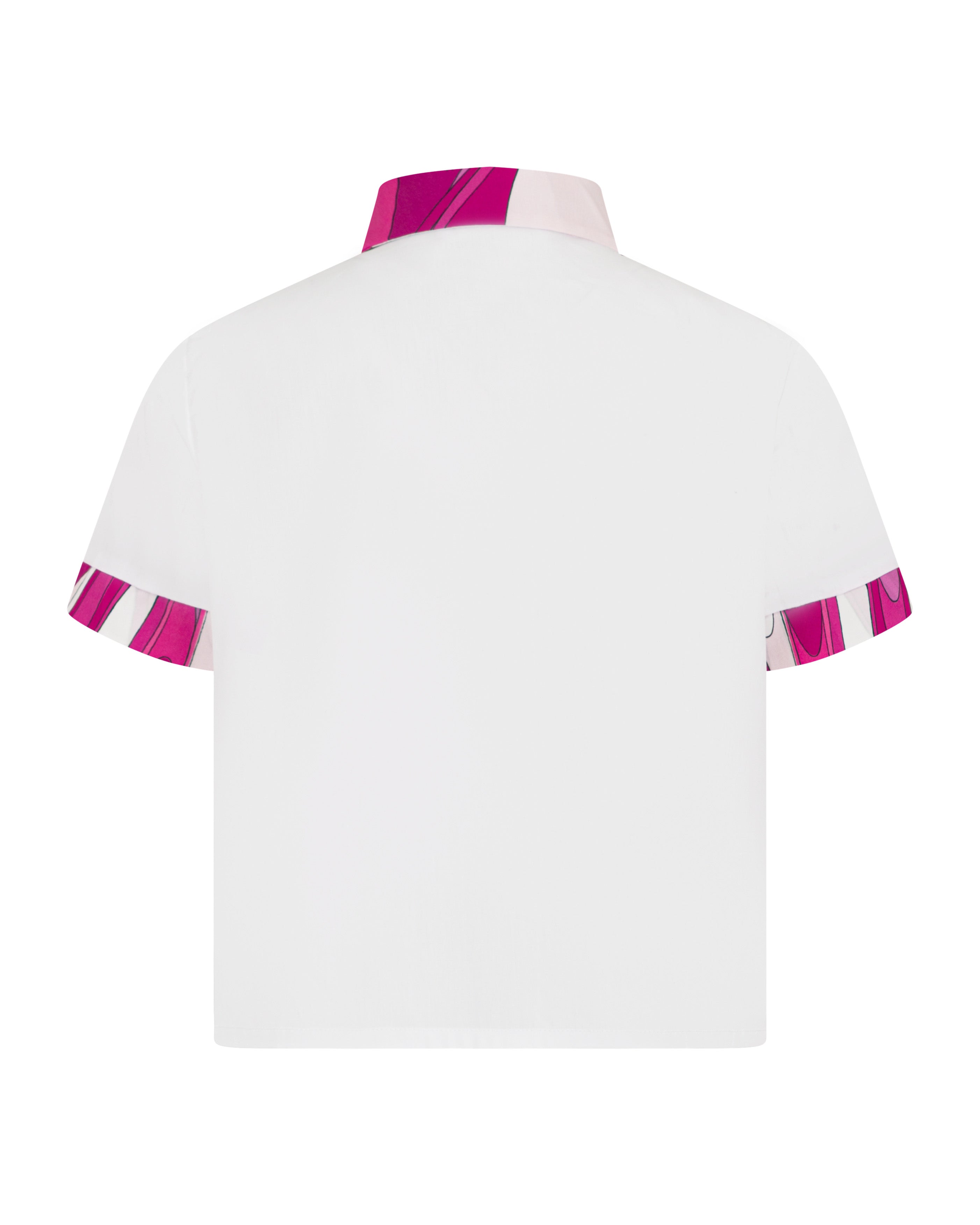Emilio Pucci Kids Camicia Bianco e Fucsia con Applicazione Fiore per Bambine