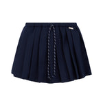 John Richmond Kids Gonna Plissettata Blu Navy con Coulisse e Placca Logo per Bambine