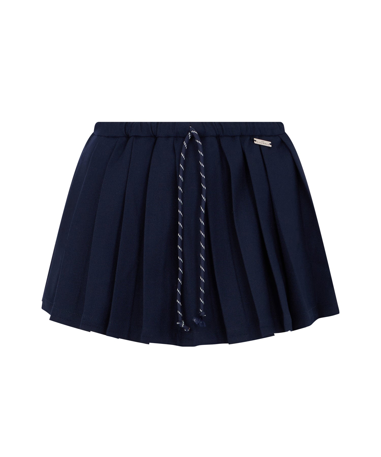 John Richmond Kids Gonna Plissettata Blu Navy con Coulisse e Placca Logo per Bambine