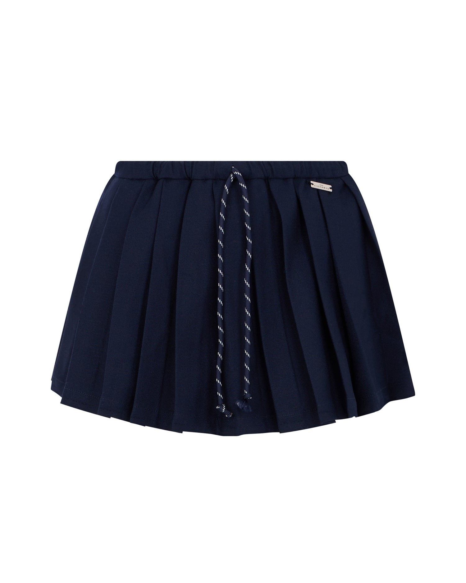John Richmond Kids Gonna Plissettata Blu Navy con Coulisse e Placca Logo per Bambine