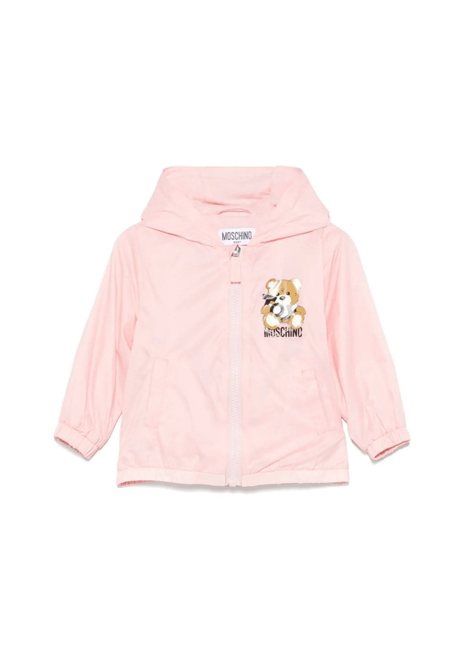 Moschino Kids Giubbino a Vento Rosa con Stampa Toy per Neonate