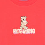 Moschino Kids Maxi T-Shirt Rossa con Logo Teddy Bear per Bambine