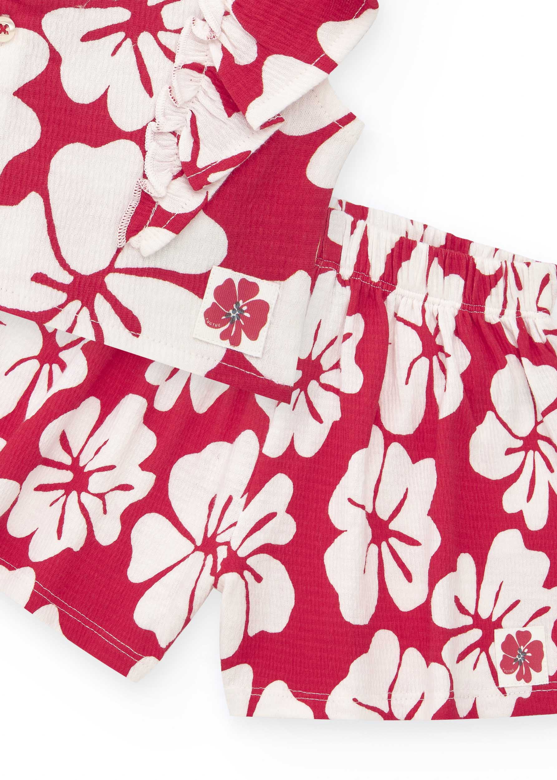 Tuc Tuc Top con Shorts Rosso/Bianco per Neonate