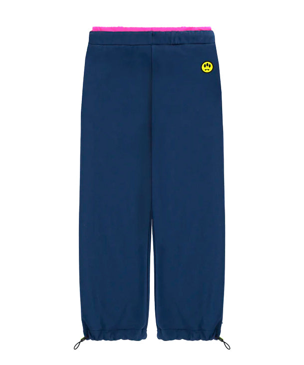 Barrow Kids Pantaloni Blu con Coulisse e Logo Rosa per Bambine