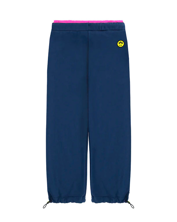 Barrow Kids Pantaloni Blu con Coulisse e Logo Rosa per Bambine