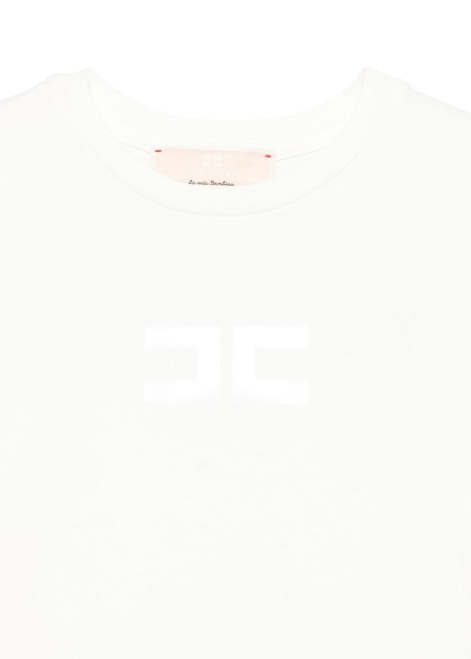 Elisabetta Franchi La Mia Bambina T-shirt Panna con Logo per Bambine