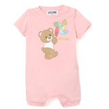 Moschino Kids Tutina Rosa con Stampa Teddy Bear per Neonate (fronte)