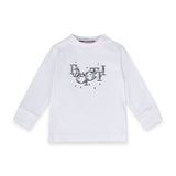 Paciotti Kids T-Shirt Bianca a Maniche Lunghe con Logo Scomposto per Neonati