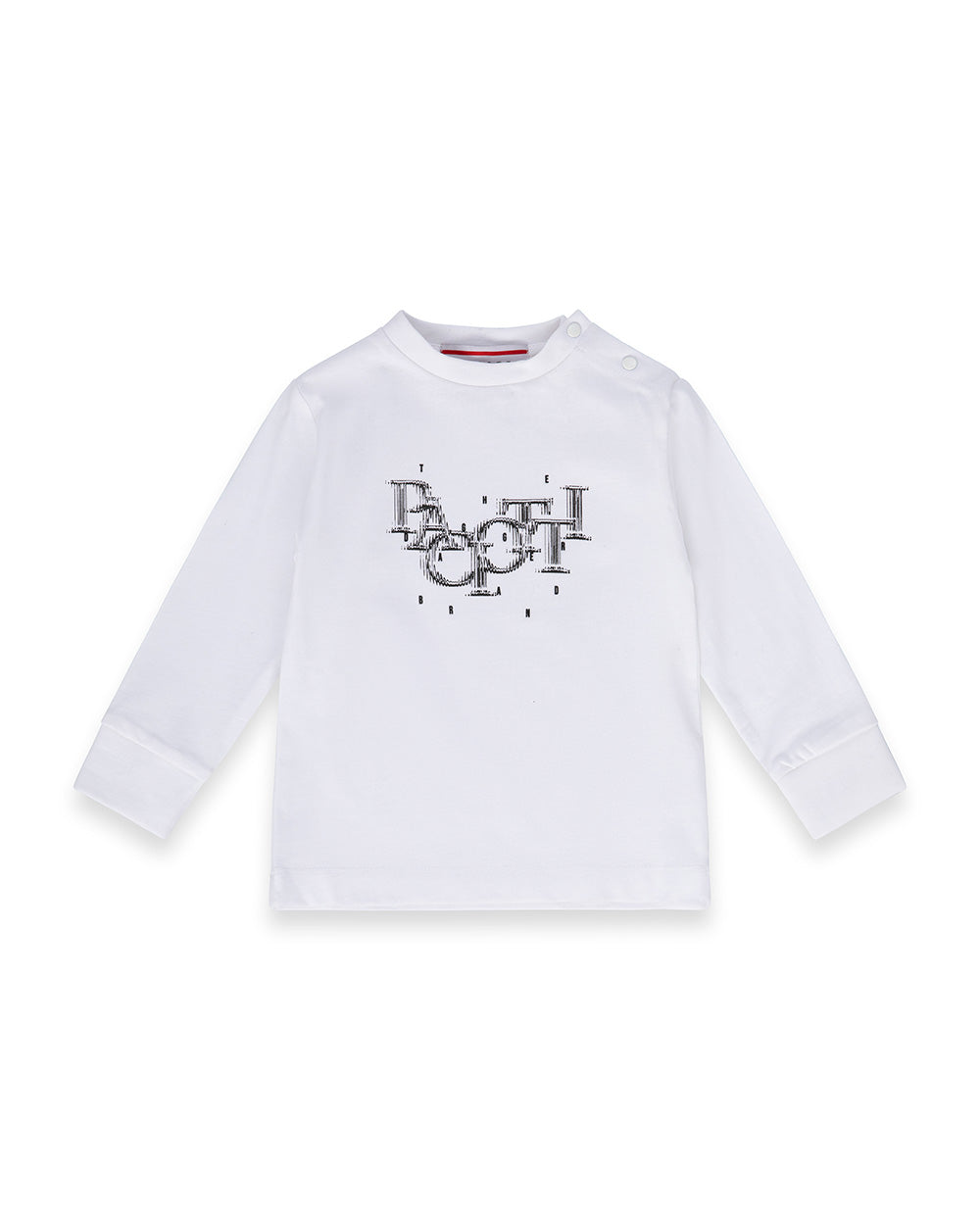 Paciotti Kids T-Shirt Bianca a Maniche Lunghe con Logo Scomposto per Neonati