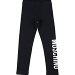 Moschino Kids Leggings Neri con Logo per Bambine