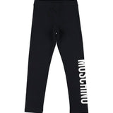 Moschino Kids Leggings Neri con Logo per Bambine