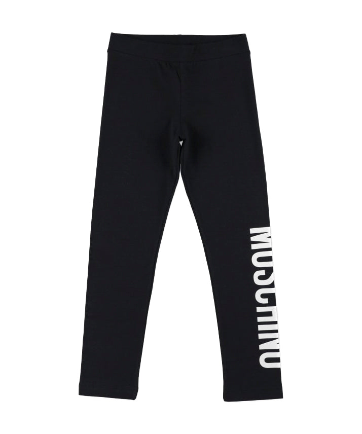 Moschino Kids Leggings Neri con Logo per Bambine