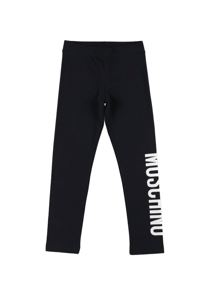 Moschino Kids Leggings Neri con Logo per Bambine