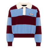 John Richmond Kids Polo Celeste e Bordeaux con Logo per Bambine