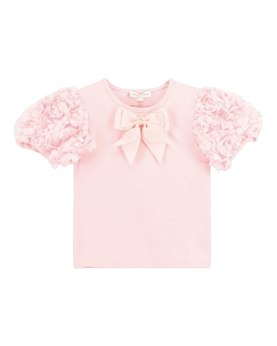 Angel's Face Kids Top Rosa con Applicazioni Rose per Bambine