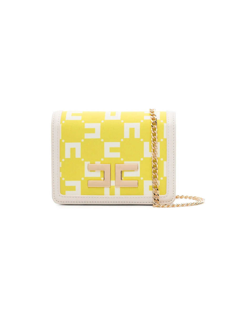 Elisabetta Franchi La Mia Bambina Borsa a Spalla con Placca Logo Cedro/Burro