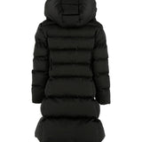 Elisabetta Franchi La Mia Bambina Giubbino Nero Lungo in Vela Satin con Cintura per Bambine