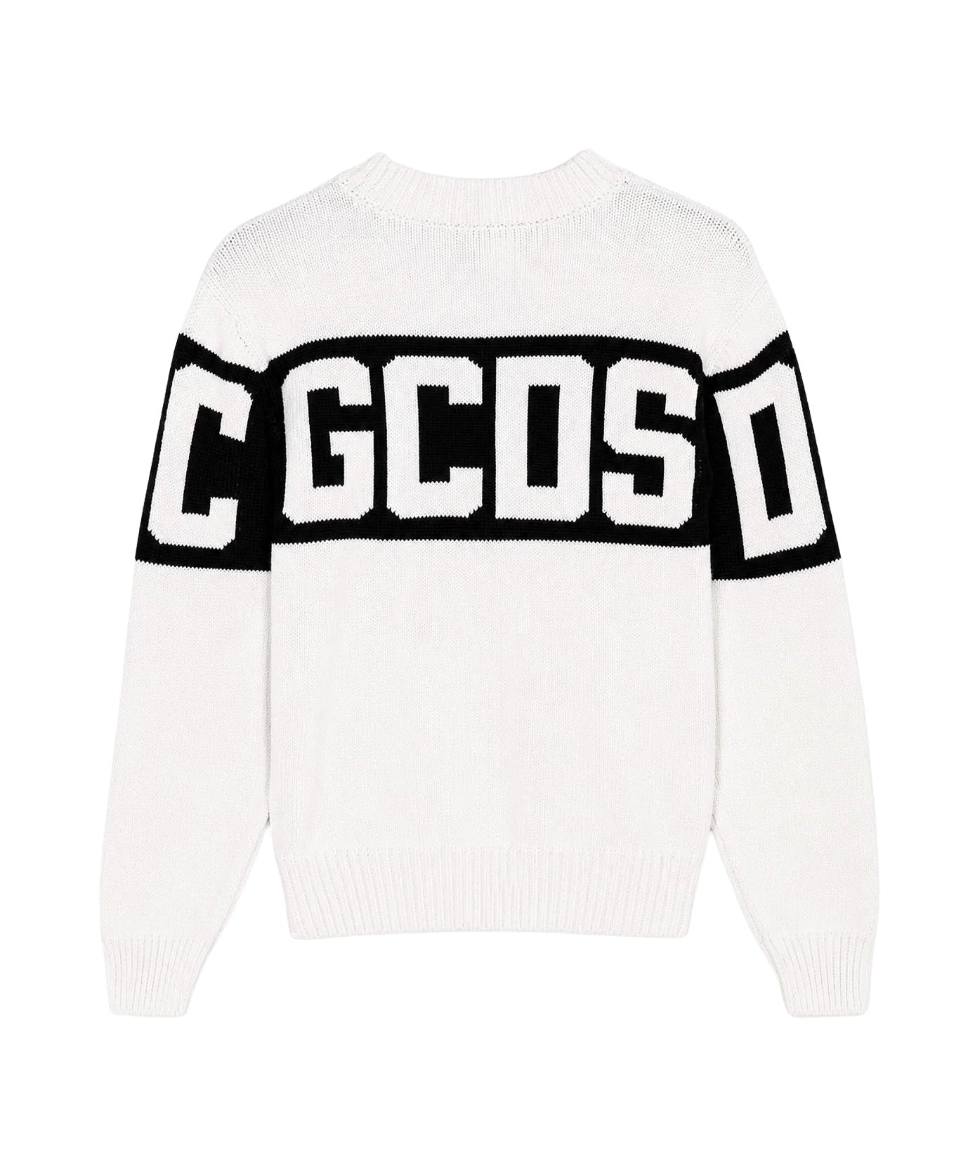 Gcds Kids Girocollo in Maglia con Banda Nero Logata Unisex