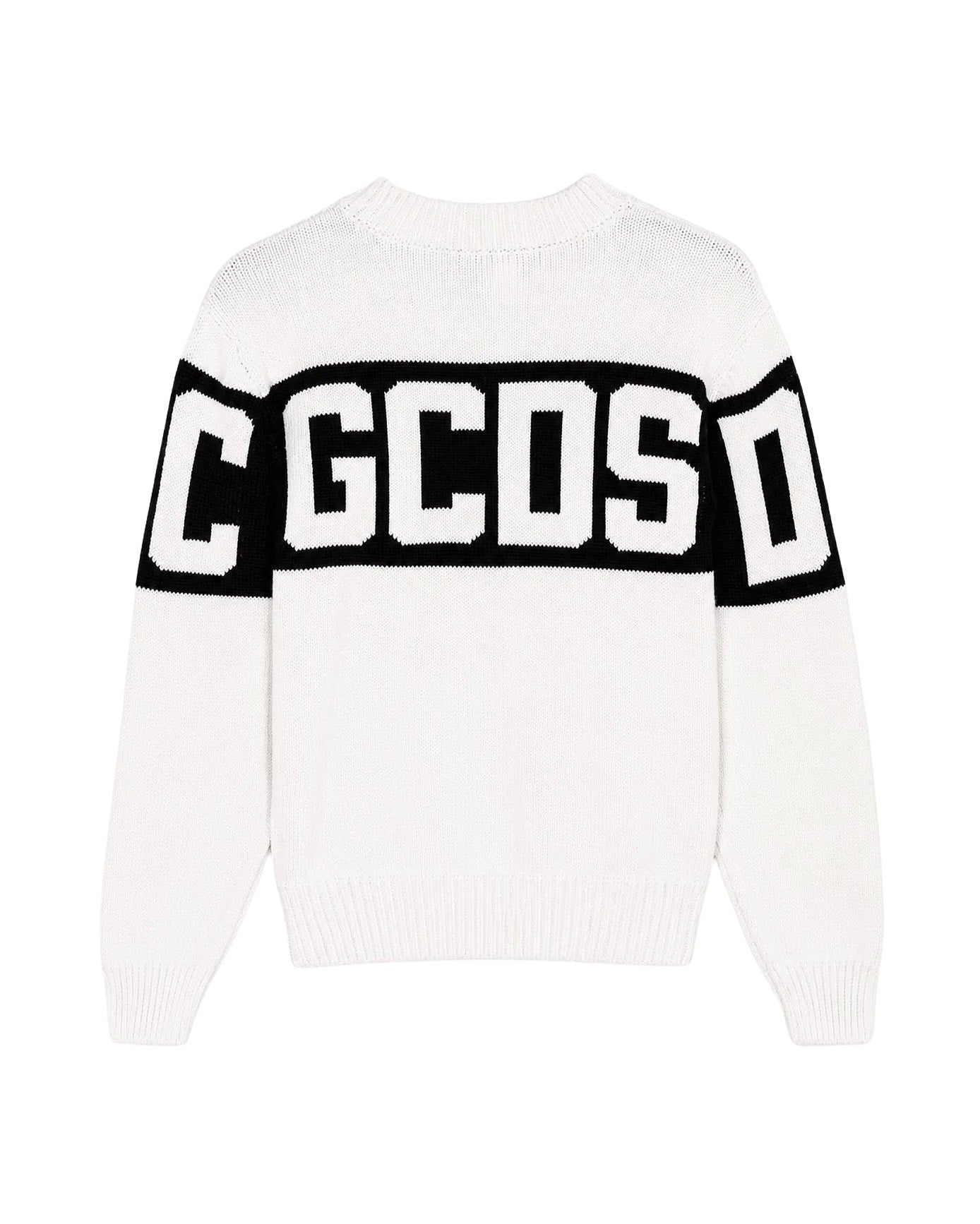 Gcds Kids Girocollo in Maglia con Banda Nero Logata Unisex