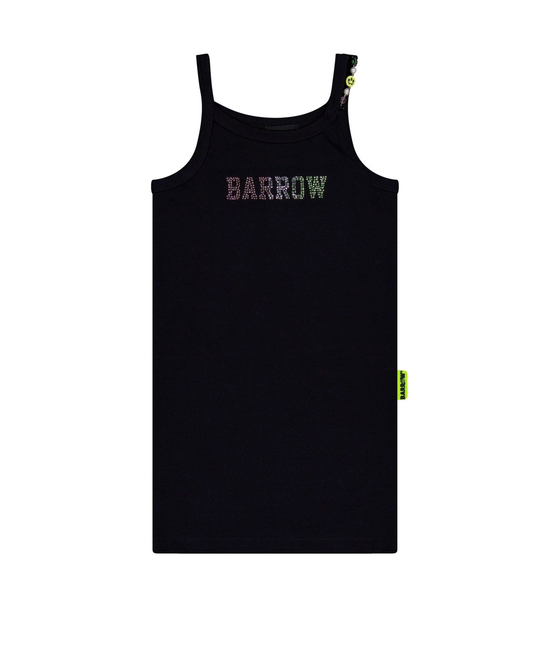Barrow Kids Abito Nero con Logo Sparkling per Bambine