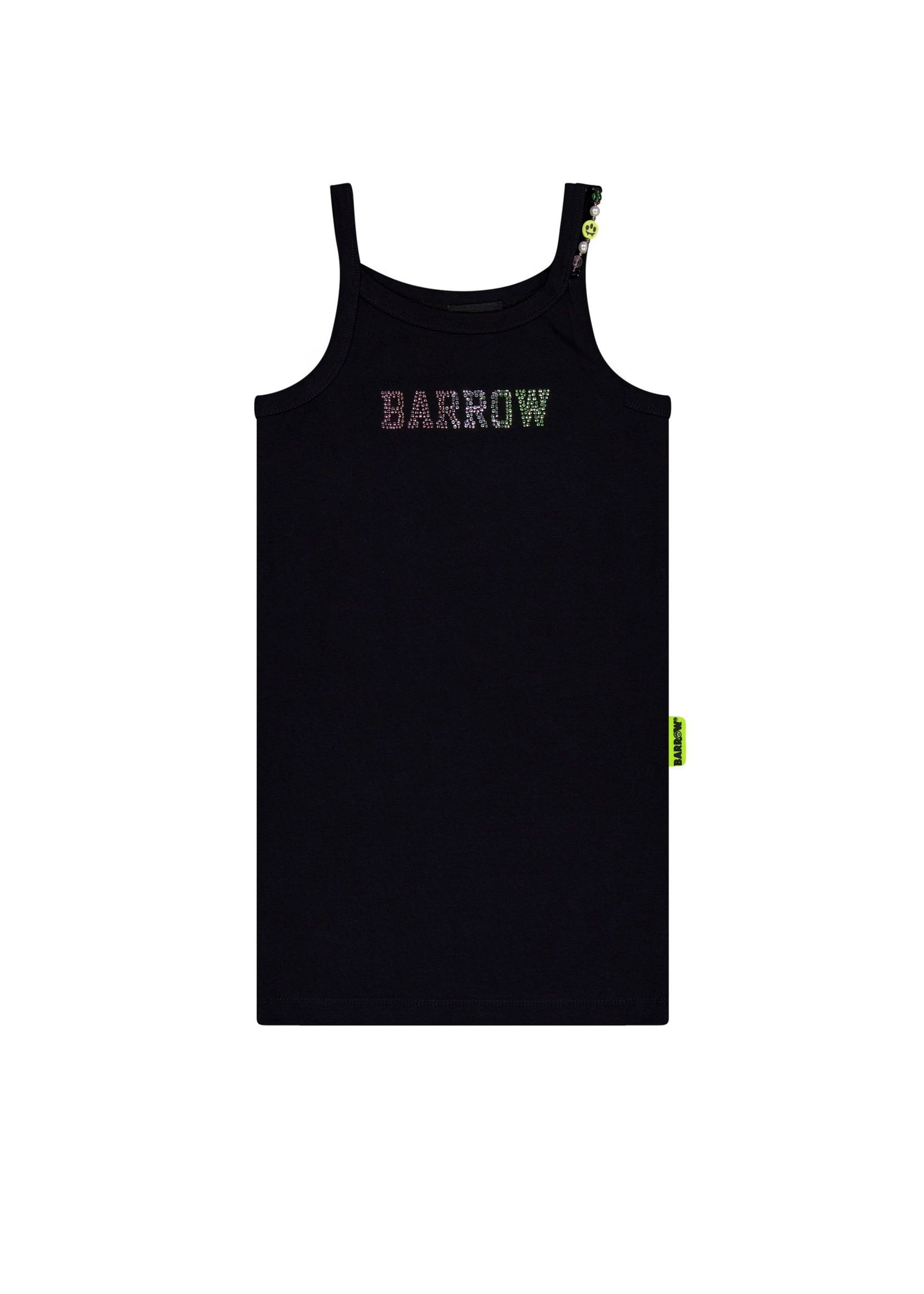 Barrow Kids Abito Nero con Logo Sparkling per Bambine