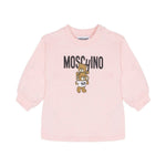 Moschino Kids Abito Lunghe Maniche Rosa con Stampa per Neonate